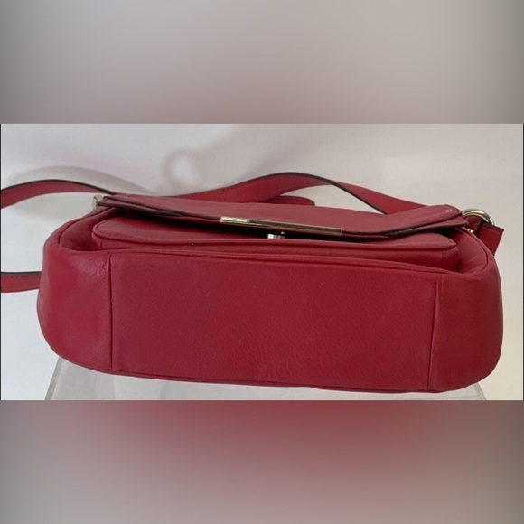 Coach Taylor Mini Flap Crossbody Berry Red Leather Purse - Picture 13 of 16